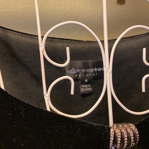 Black Velvet Dress with Sheer Sleeves - Picture 3 of 8